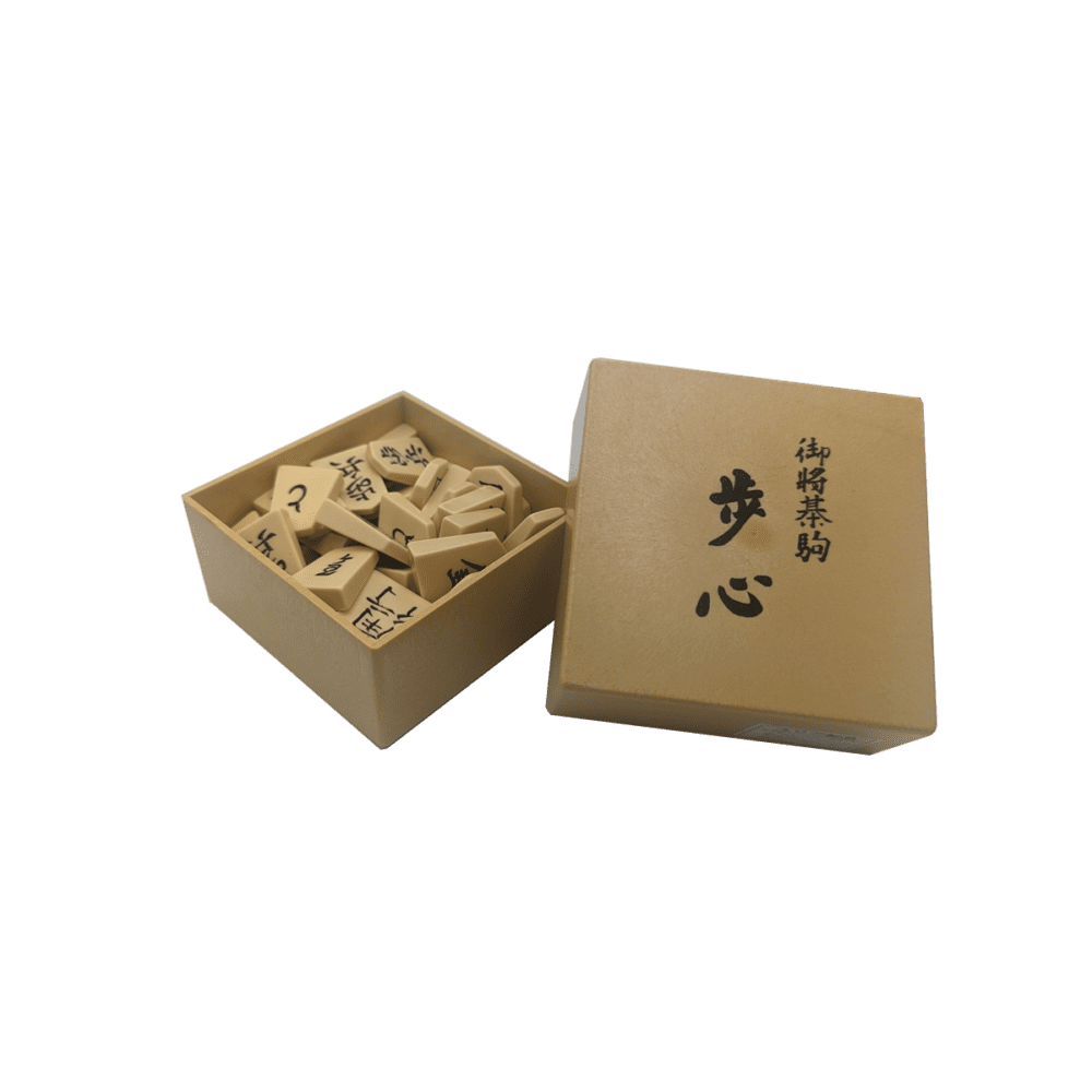 Plastic shogi set pieces with box